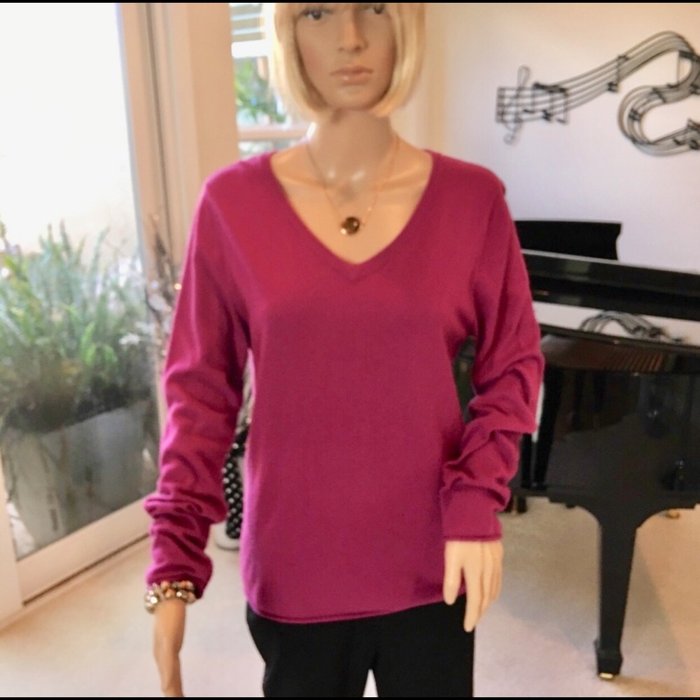 Magenta V-Neck Sweater